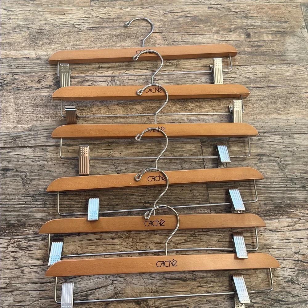 Cache Wooden Pants Hanger with Metal Clips - Set of 6